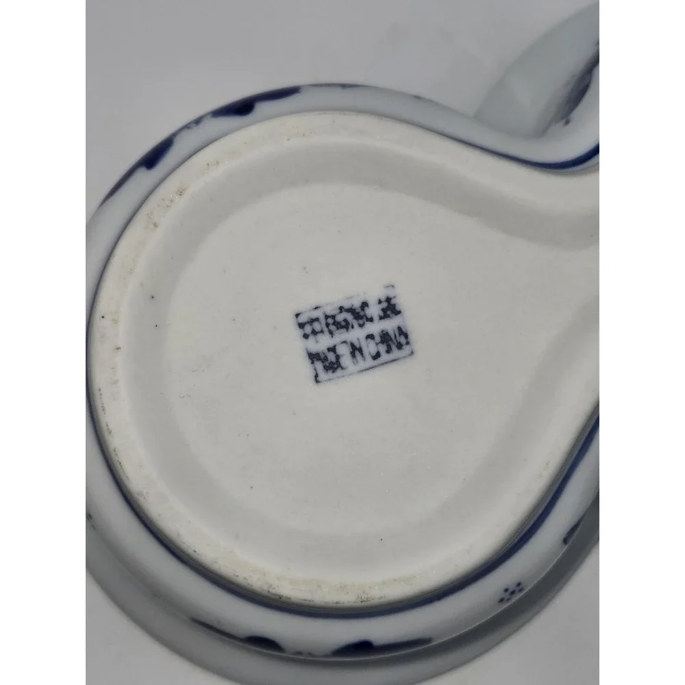 Vintage Blue White Porcelain Double Planter Butterfly Floral Cache Pot Japan
